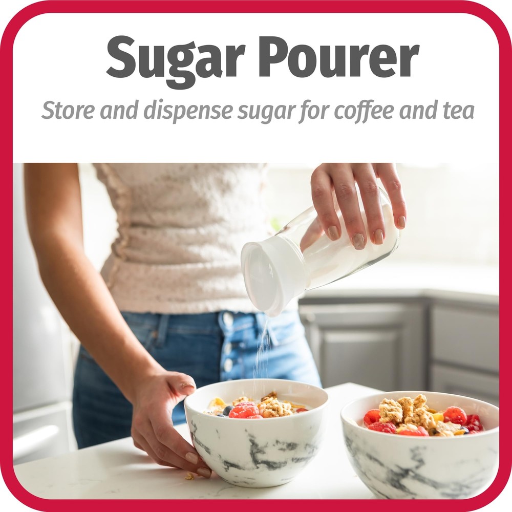 Glass Sugar Dispenser Kitchenware 12 oz Clear/White