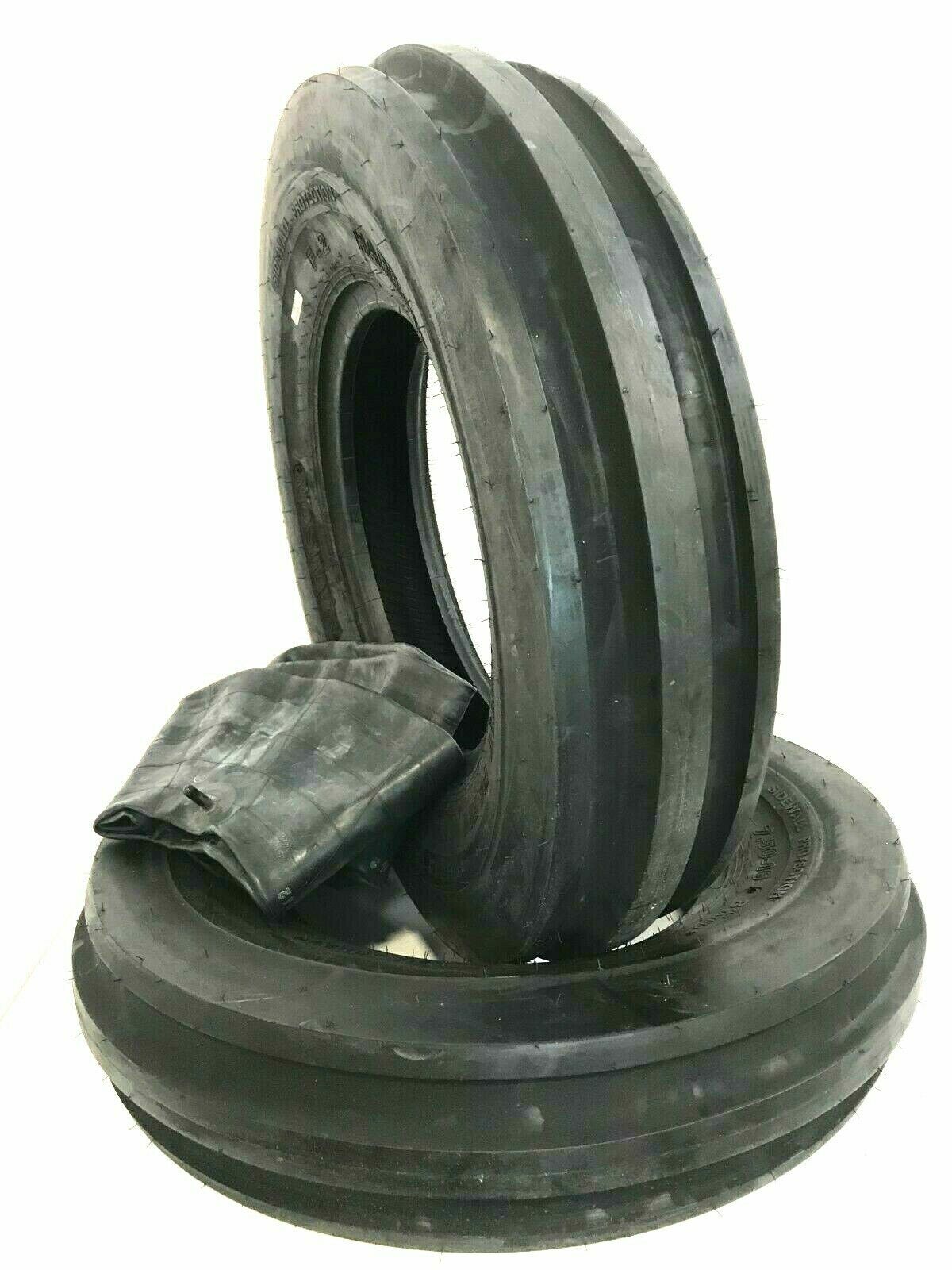 TWO New 5.50-16 Tri-Rib 3 Rib Front Tractor Tires & Tubes Heavy Duty 5.50x16