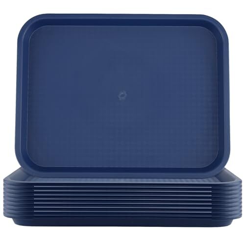 10 Pack 14 x 10 Inch Plastic Fast Food TrayRectangular Plastic Cafeteria Tray...