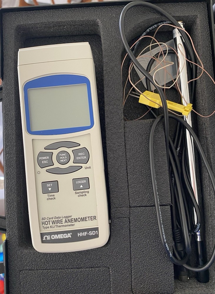 OMEGA HHF-SD1 Hot Wire Anemometer SD Card Data Logger Temperature Measurement