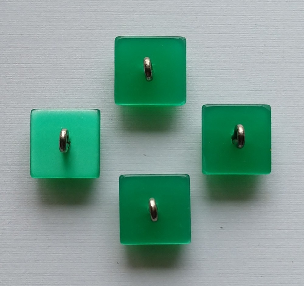 Vintage Celluloid Buttons 4pc Set 1/2 inch Square