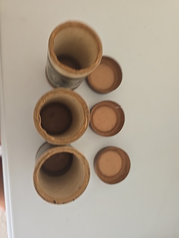 3 Edison Gold Moulded Record Tubes Empty with Lids