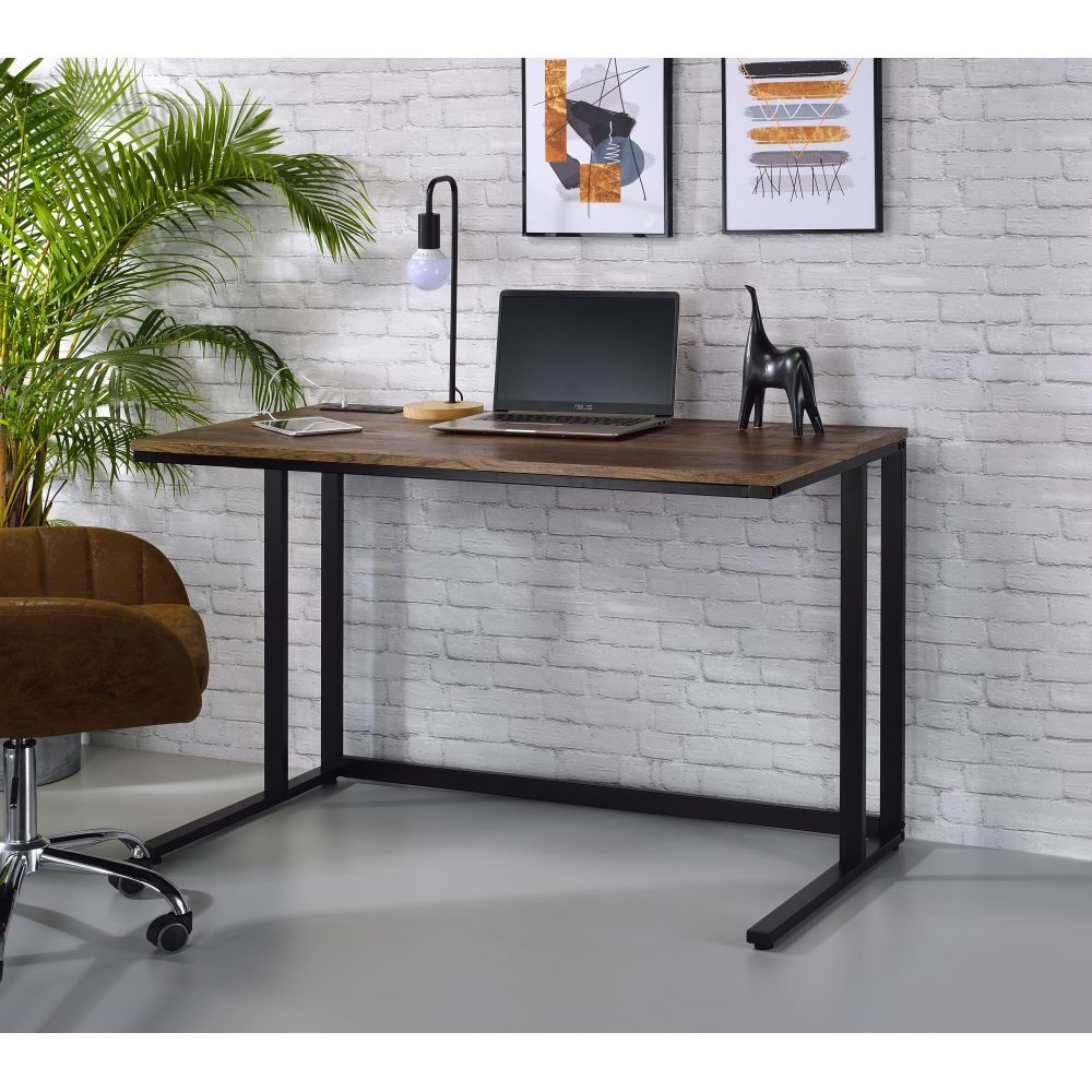 Sleek Rectangular Desk - Integrated USB Charging Port - Contemporary Office