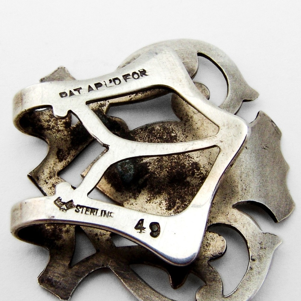 Cutwork Napkin Clip Lunt Sterling Silver Mono D