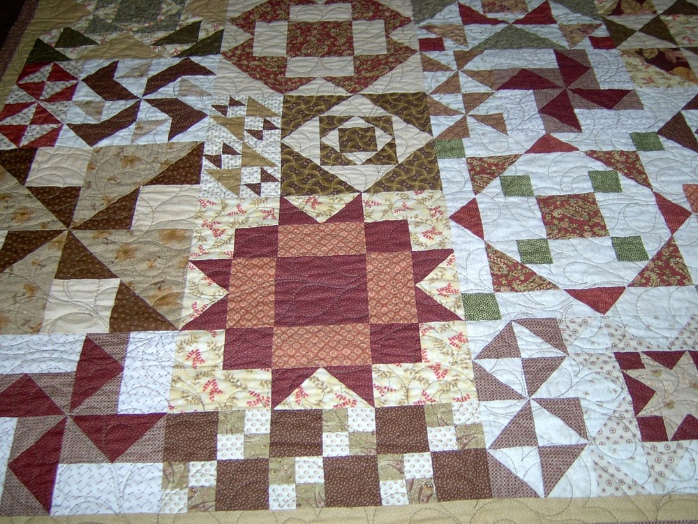 Queen Hand Made Fall Sampler Patchwork Quilt 87x102