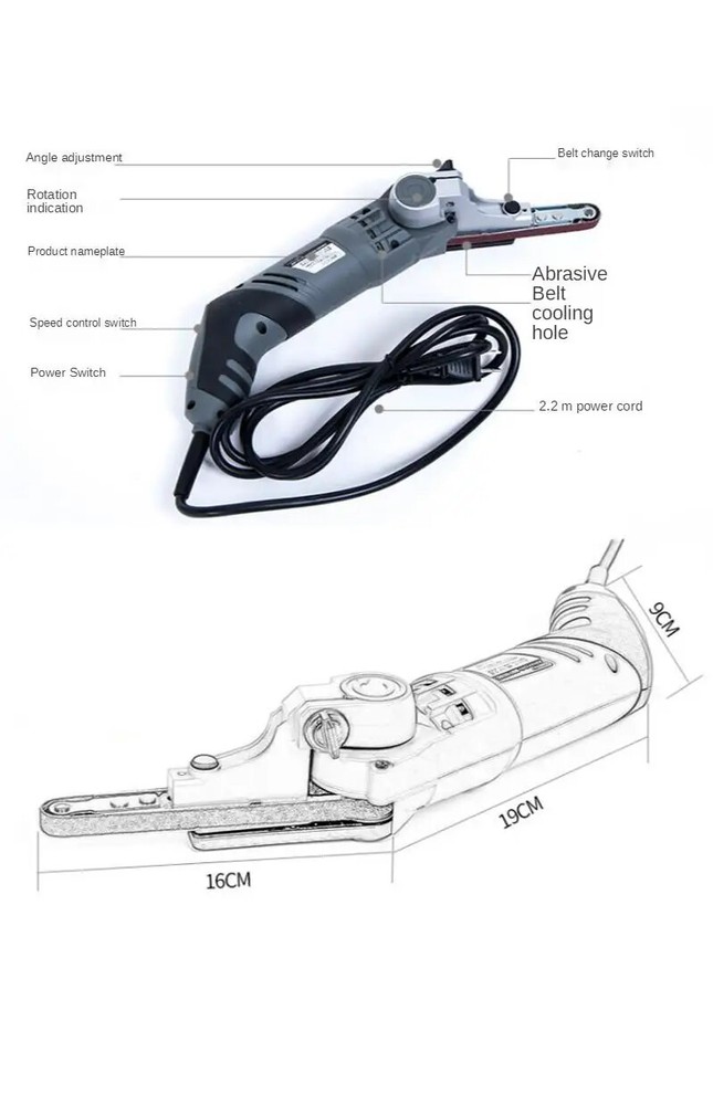 Handheld 6-speed Stepless Variable Speed Belt Sander YL-330 Small Portable