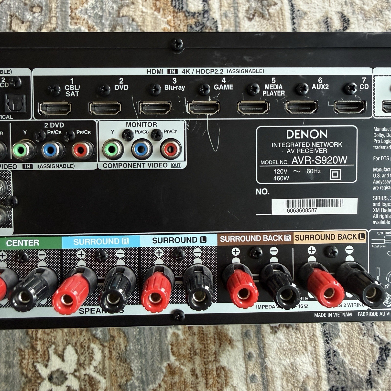 Denon AVR-S920W 7.2 Channel Network A/V Receiver NO REMOTE, Works! Spotify HDMI