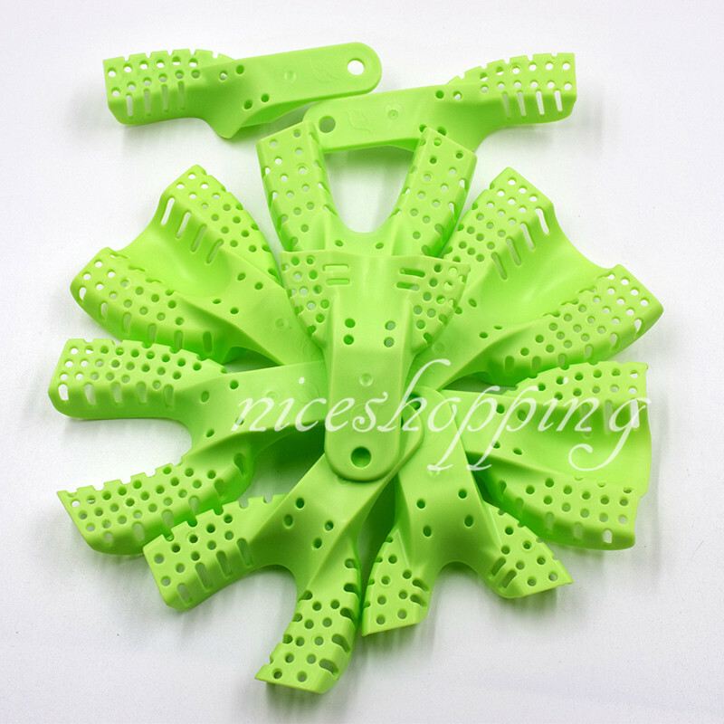 10 Pcs Dental Plastic Disposable Impression Trays Denture Instruments Blue Green