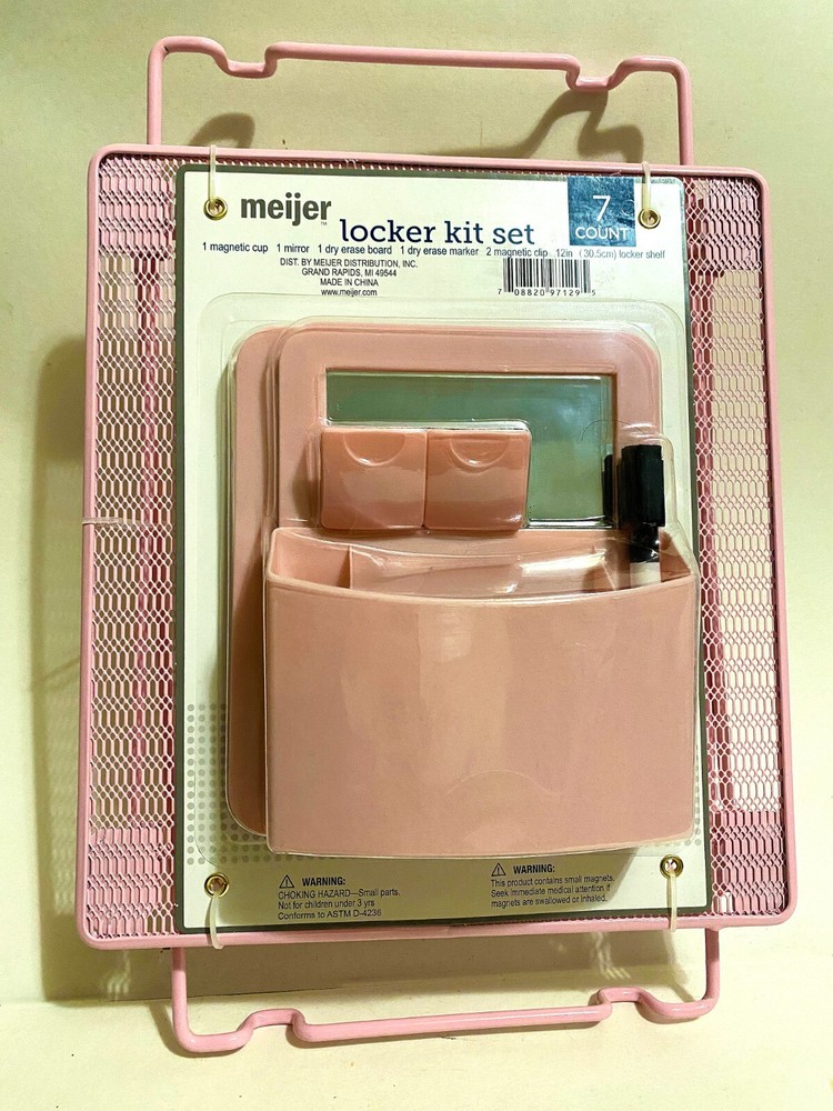 Meijer Locker Kit Set (7 Count) Complete School Locker Essentials PINK