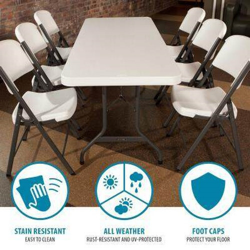 Lifetime 22901 6' White Granite Folding Table