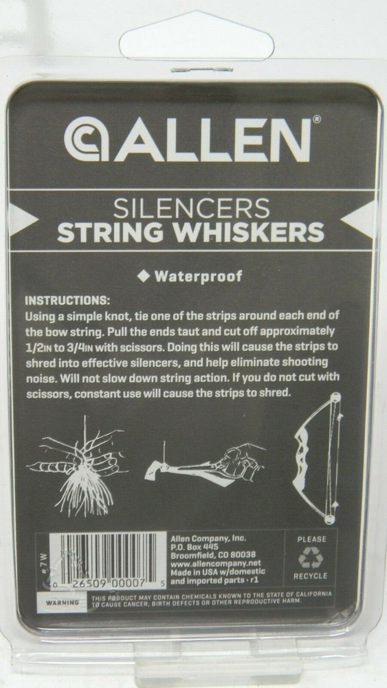Allen Silencers String Whickers- Waterproof - Pack - #7W - New