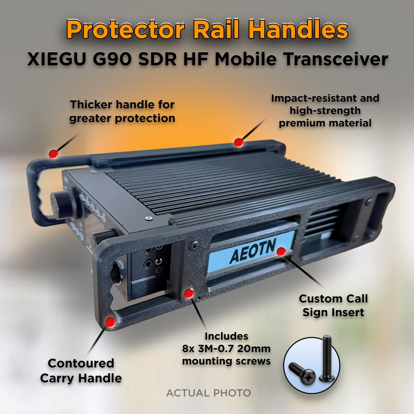 Personalizable Carry Handles for Xiegu G90 SDR HF Transceiver