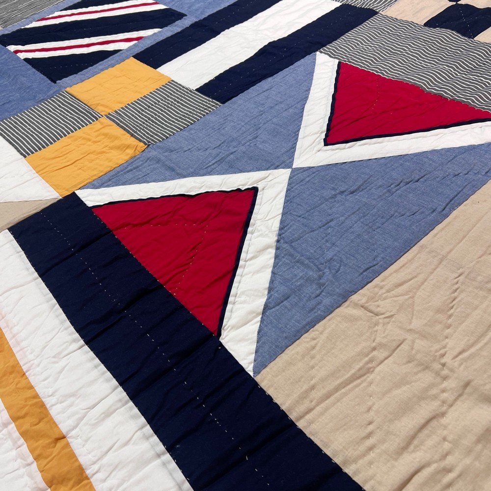 Handmade The Coastal Code Patchwork Queen Size Cotton Finished QUILT+2 Shams
