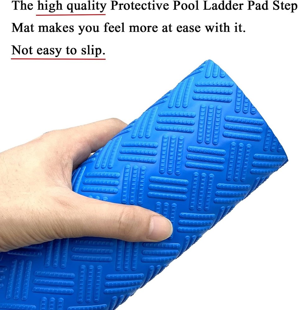 Space-Saving Protective Pool Ladder Mat 36" x 17" - Blue, Durable Design