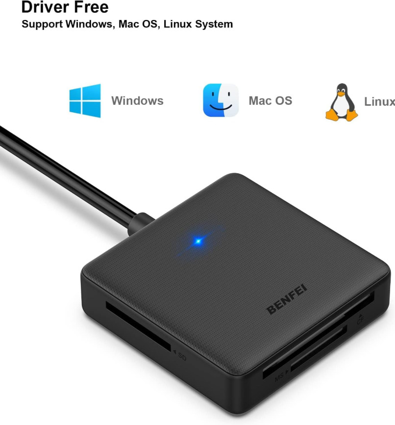 4-in-1 USB & USB-C Memory Card Reader SD MicroSD MS CF Adapter High Speed