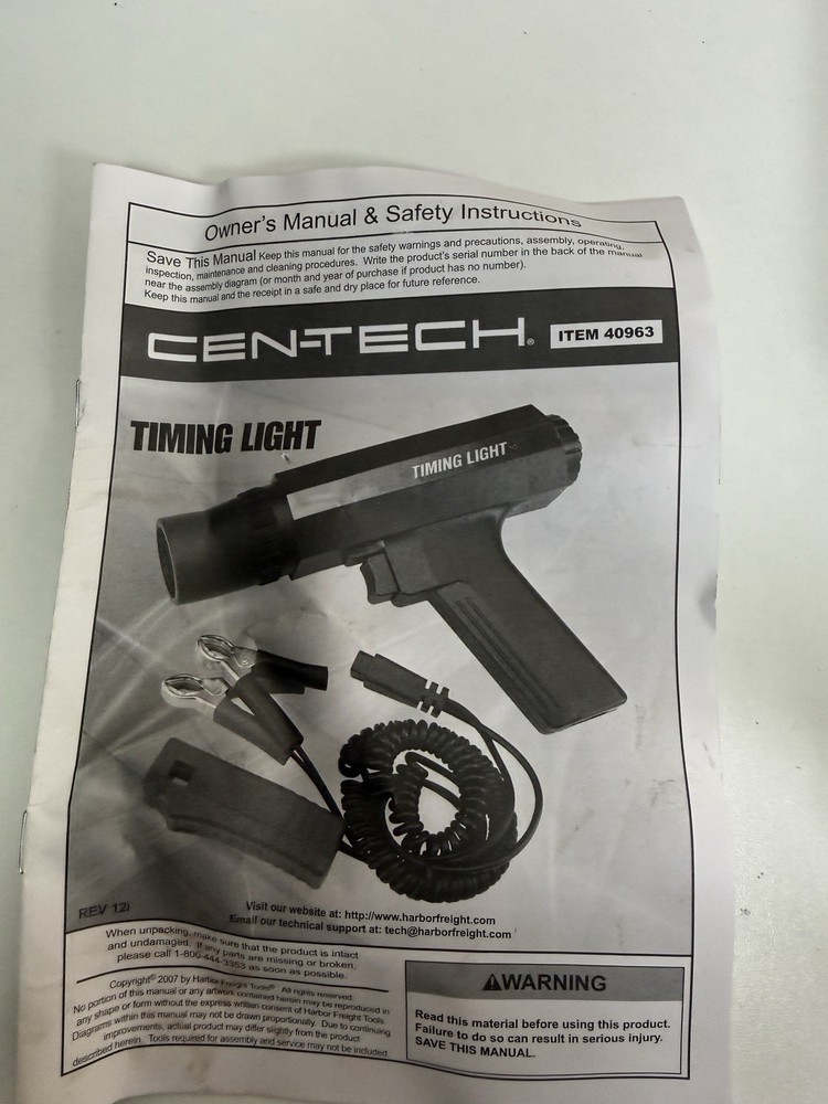 Cen-Tech 40963 Black LED Indicator Trigger Activated Xenon Advance Timing Light
