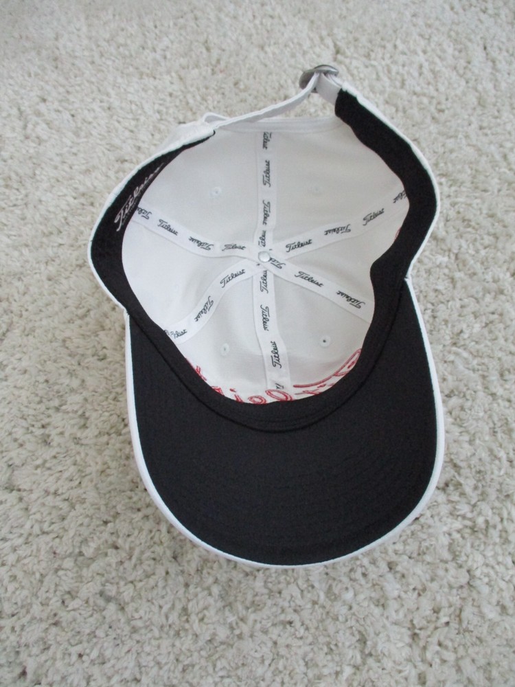 Titleist Golf Hat Adults Cap Red Writing Adjustable Strapback Spell Out Bear Cal