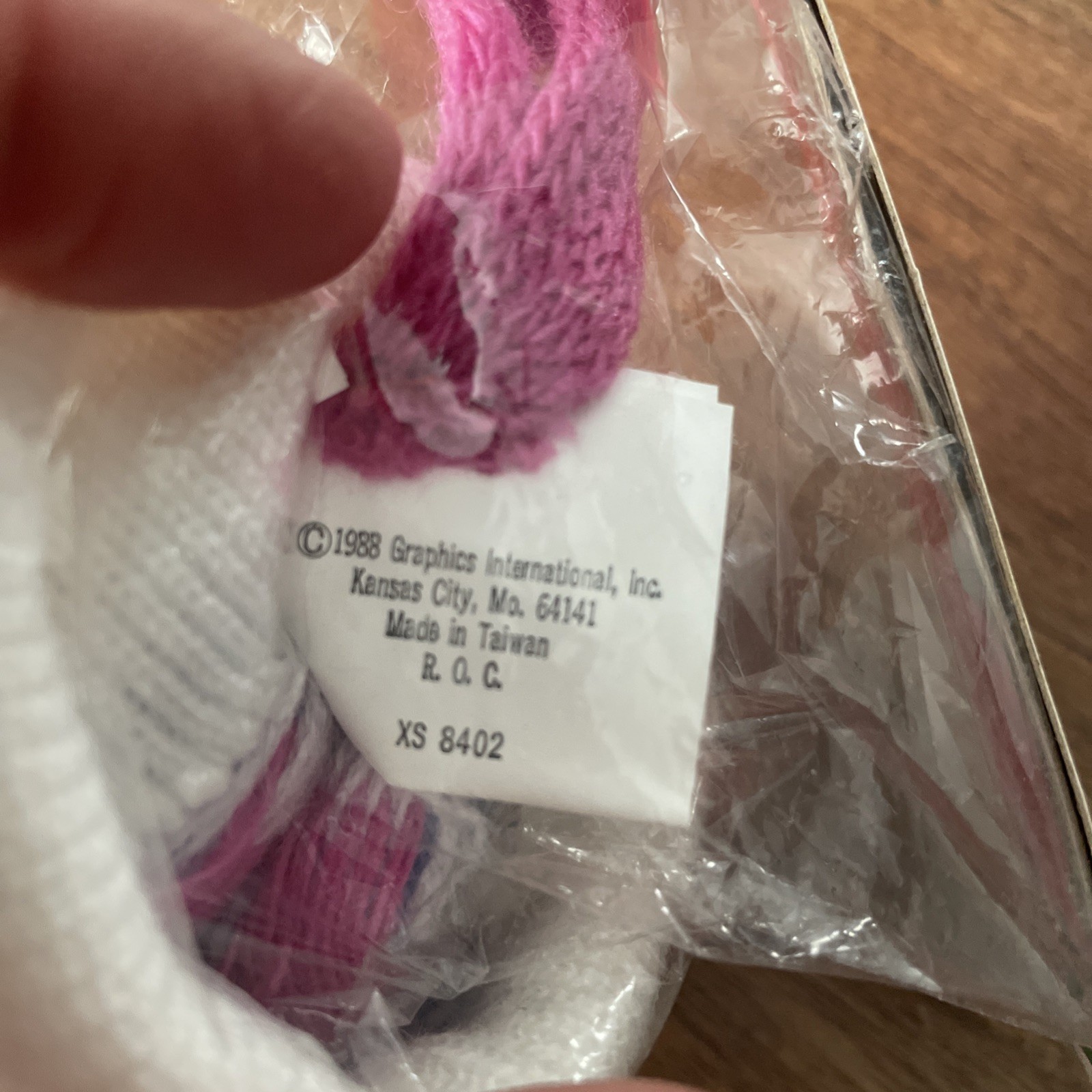 Vintage Christmas Knitted Mini Stocking Ornament Pink Blue 1980s Taiwan Snowman