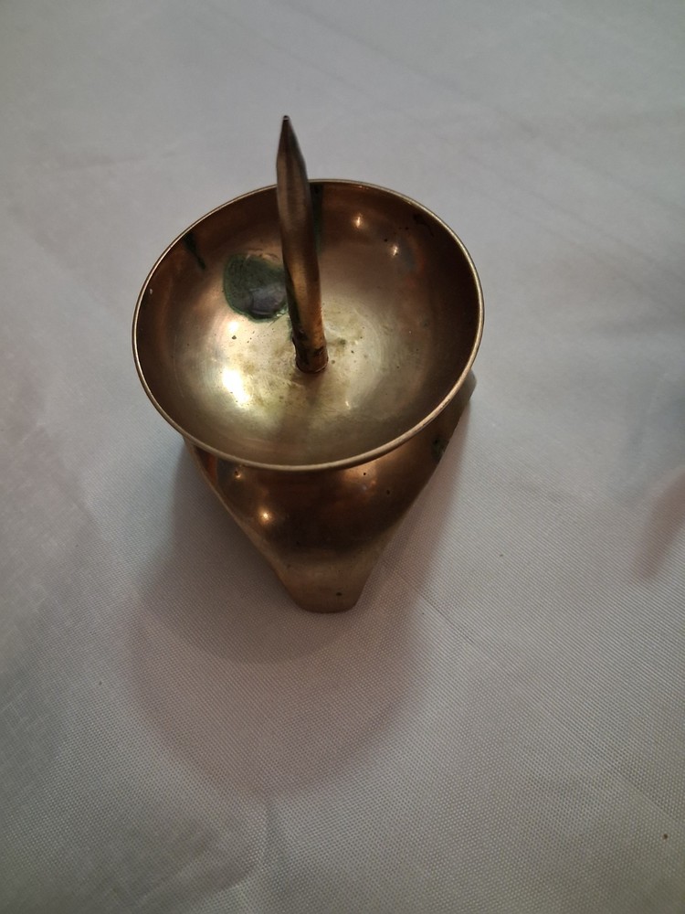 Mid Century Space Age Atomic Candleholders Solid Brass Pair