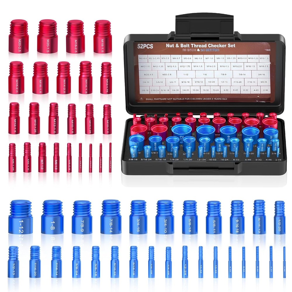 52PCS Thread Checker, Nut and Bolt Checker Kit in...