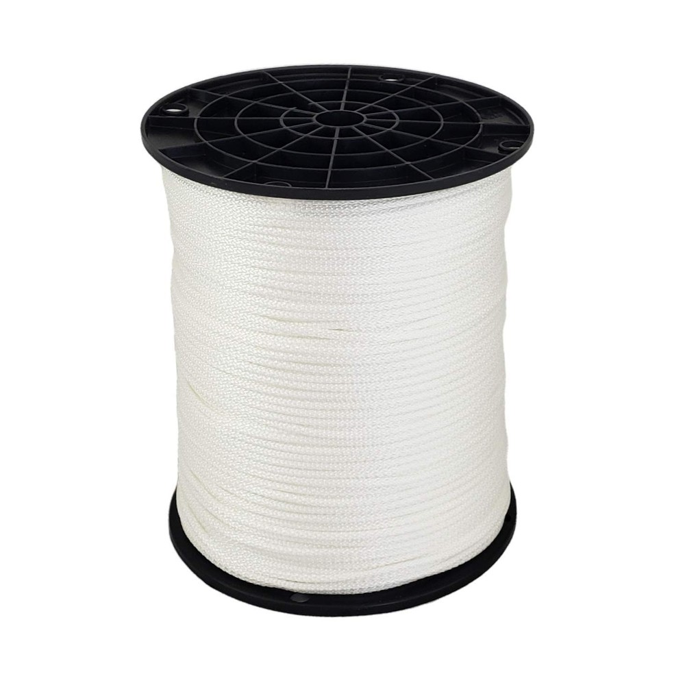 1/8" (#4) X 1000 ft Low -Stretch Solid Braid Industrial 1/8 inch, White
