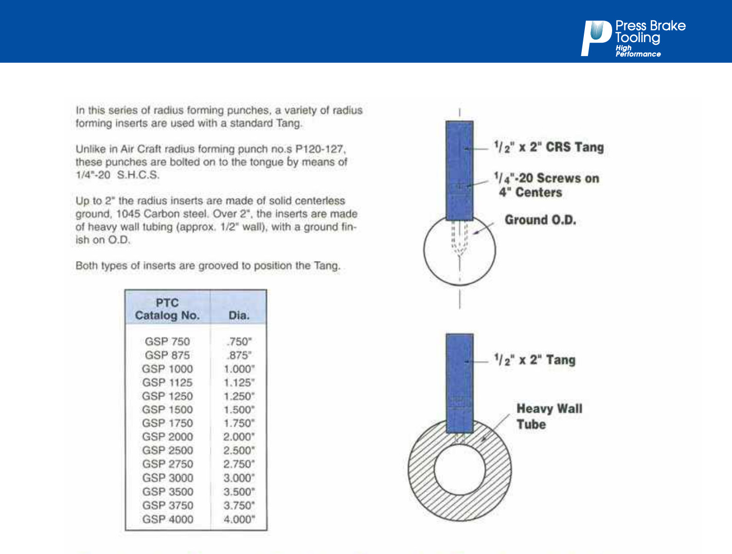 Press Brake Radius Top Punch 36" Long, 3-1/4" Diameter