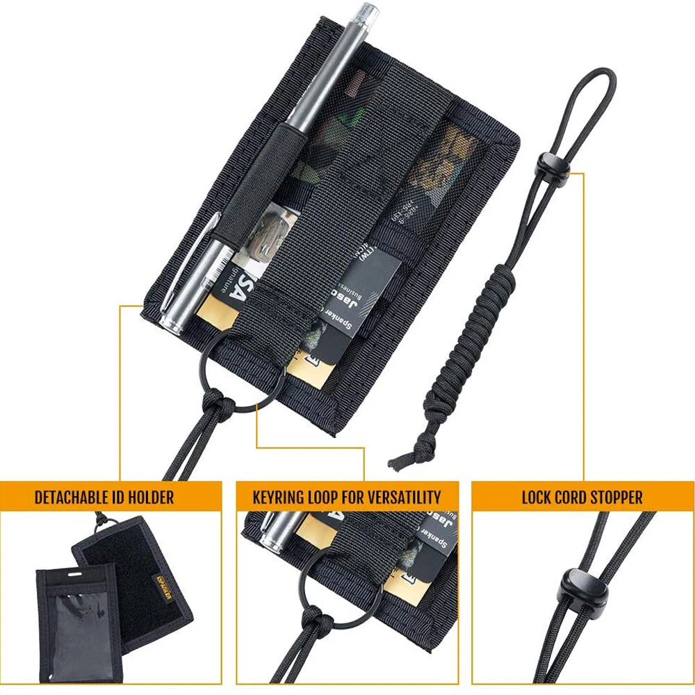 2PC Tactical ID Card Holders Hook&Loop Patch Badge Organizer - Neck Lanyard NEW