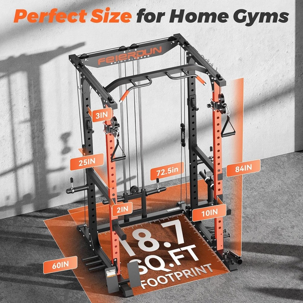 FLA01 Power Cage Multi Function Squat Rack with Cable Crossover System 2000Lbs C