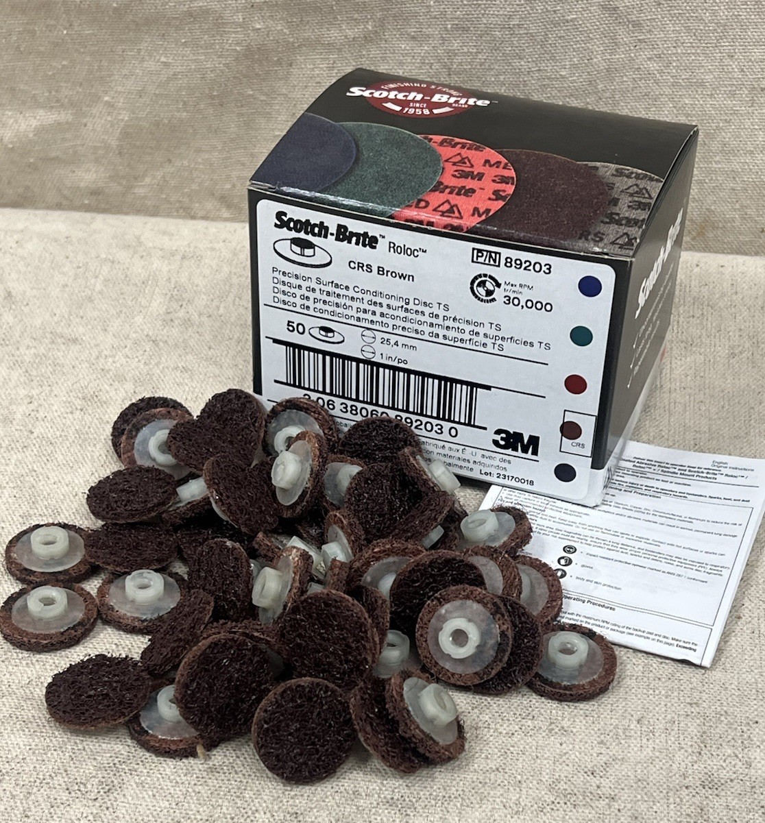 50 x 3M 1” Scotch-Brite ROLOC Precision Surface Conditioning Disc TS 89203