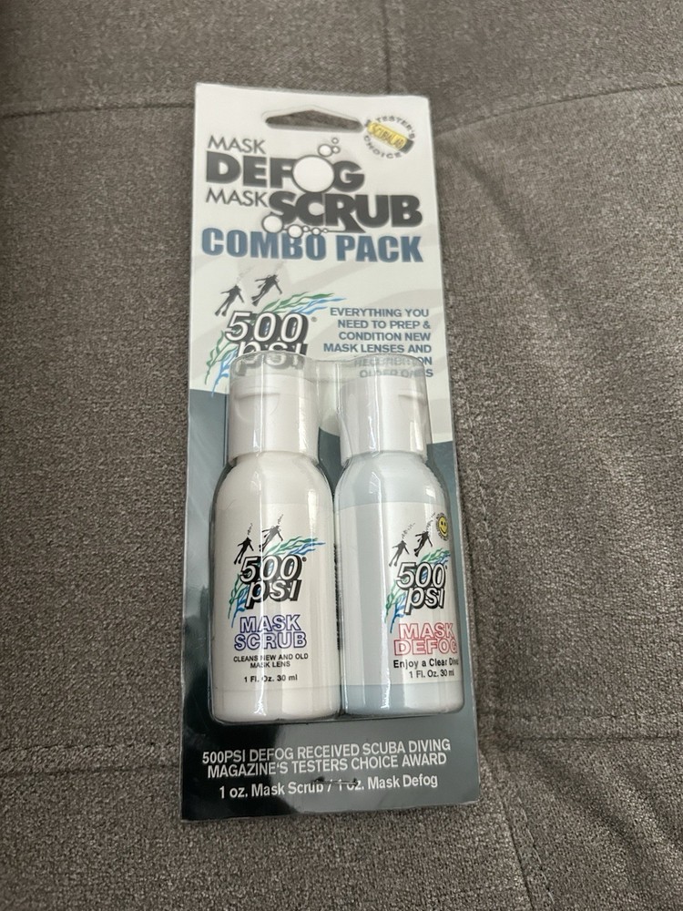 scuba mask defog / scrub combo pack