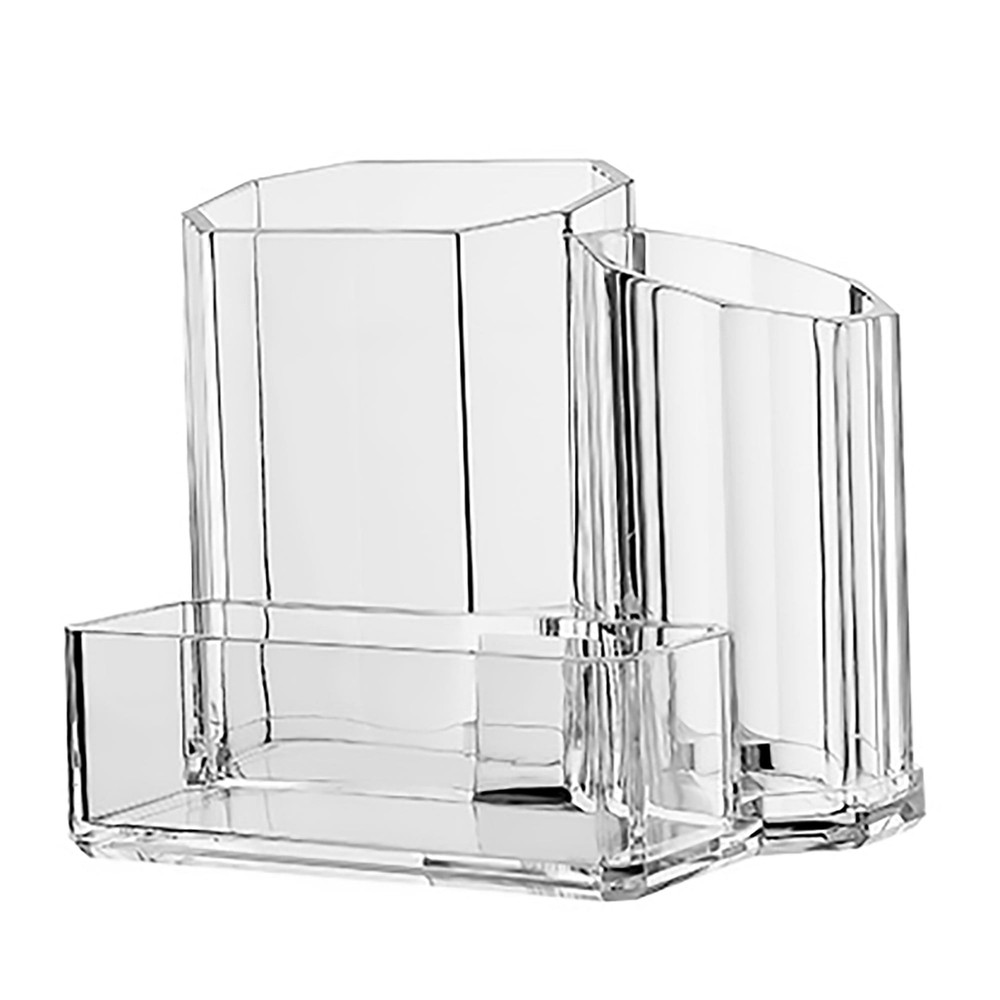 Multi Section Clear Acrylic Cosmetic Organizer 4 Pc Bundle Makeup Brushes