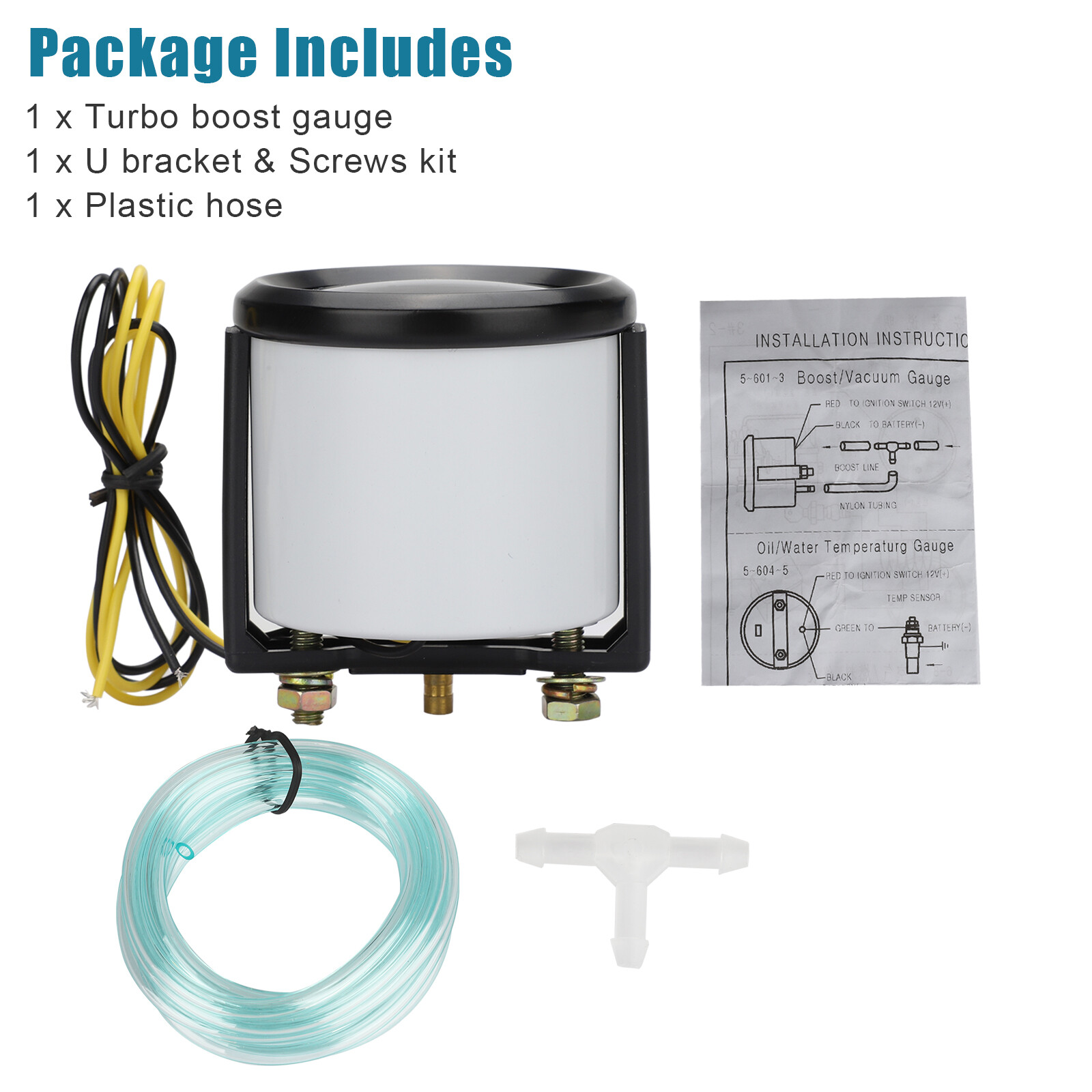 Universal 2" 52mm Digital Boost Gauge 0-35 PSI Pressure Turbo Meter Smoked Face