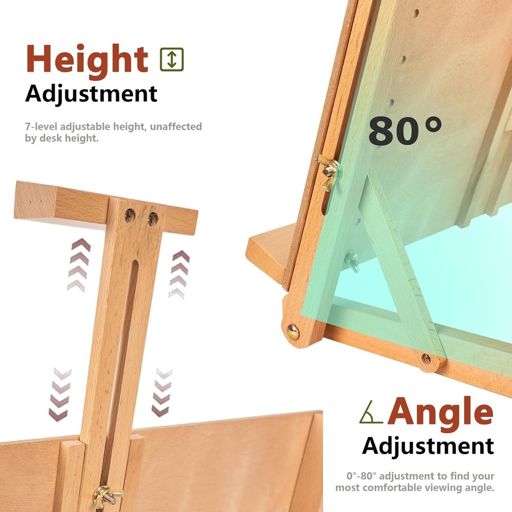 Tabletop Easel Painting Adjustable Solid Beech Wood Table Top Easel Stand