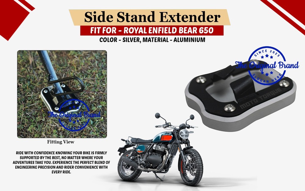 Fit For Royal Enfield "Bear 650 Silver Side Stand Extender"