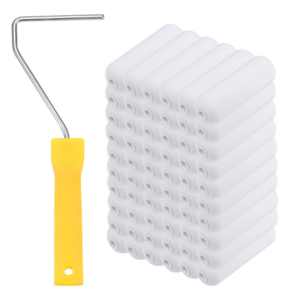 50pcs Paint Roller Kit 4 Inch Sponge Small Paint Roller Brush with Handle