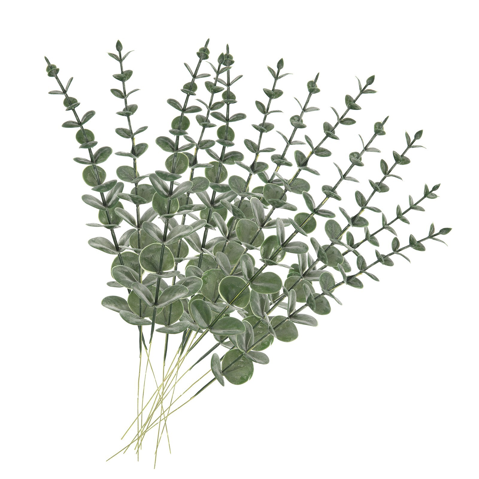EZFLOWERY 12 Pcs Artificial Eucalyptus Leaves Stems Real Touch Green Leaf