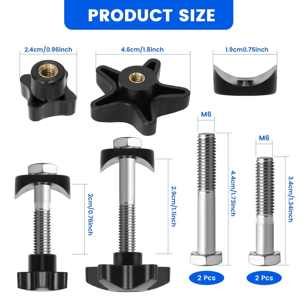 2 Sets Drive Walker Parts Replacement Knobs Kits, Compatible with Black