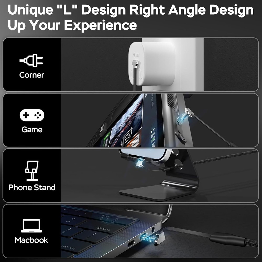 USB C to C Cable, 60W 3.3ft Flat C Charging Right Angle