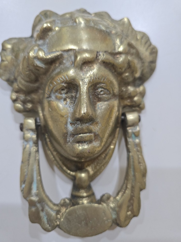 Ornate Heavy Solid Brass Door Knocker Greek Goddess 7"