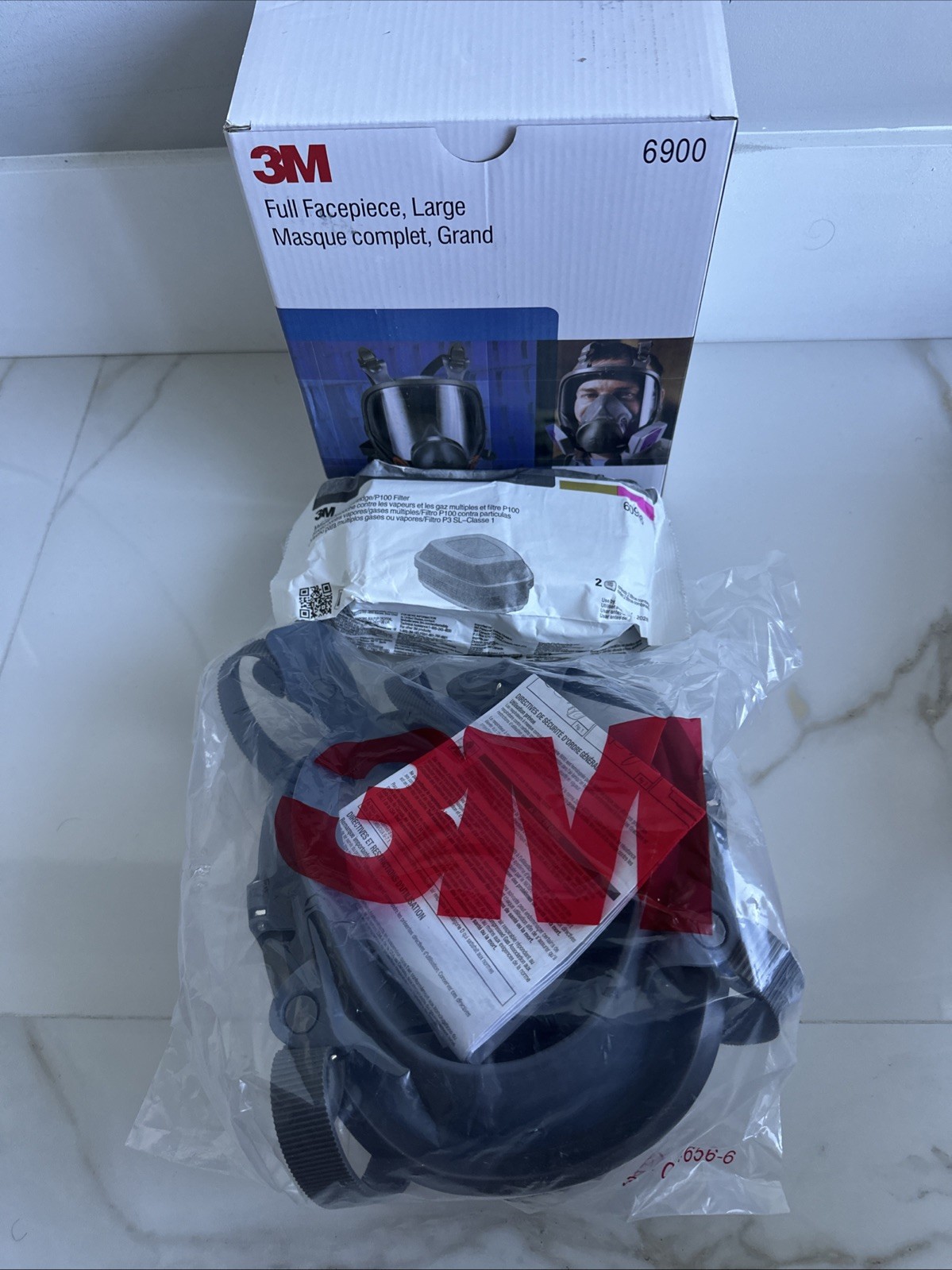 Bundle 3M 6900 LARGE FULL FACE RESPIRATOR MASK & 2 60926 MULTI GAS CARTRIDGE