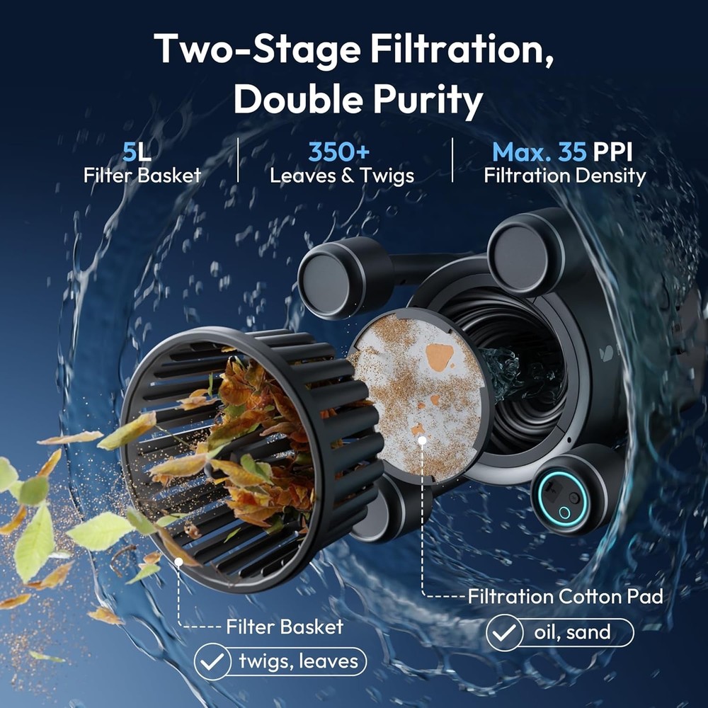 BuVortex V5 Robotic Surface Skimmer Pool Cleaner, App Control, AI Navigation, 5L