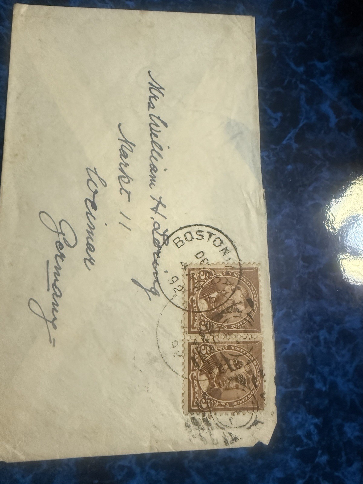 1892 Boston-Weimar Zeppelin Cachet Cover 5¢ Grant Pair $99 BIN