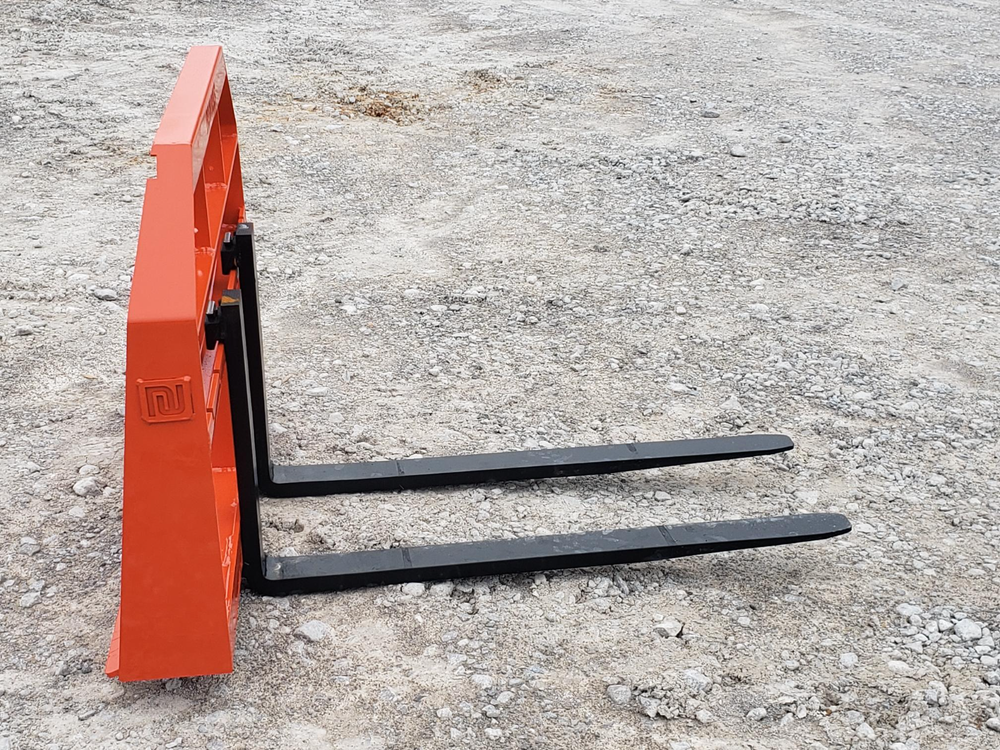 48" Root Rake Clam Grapple and 42" Long Pallet Forks Attachment ComboQuickAttach