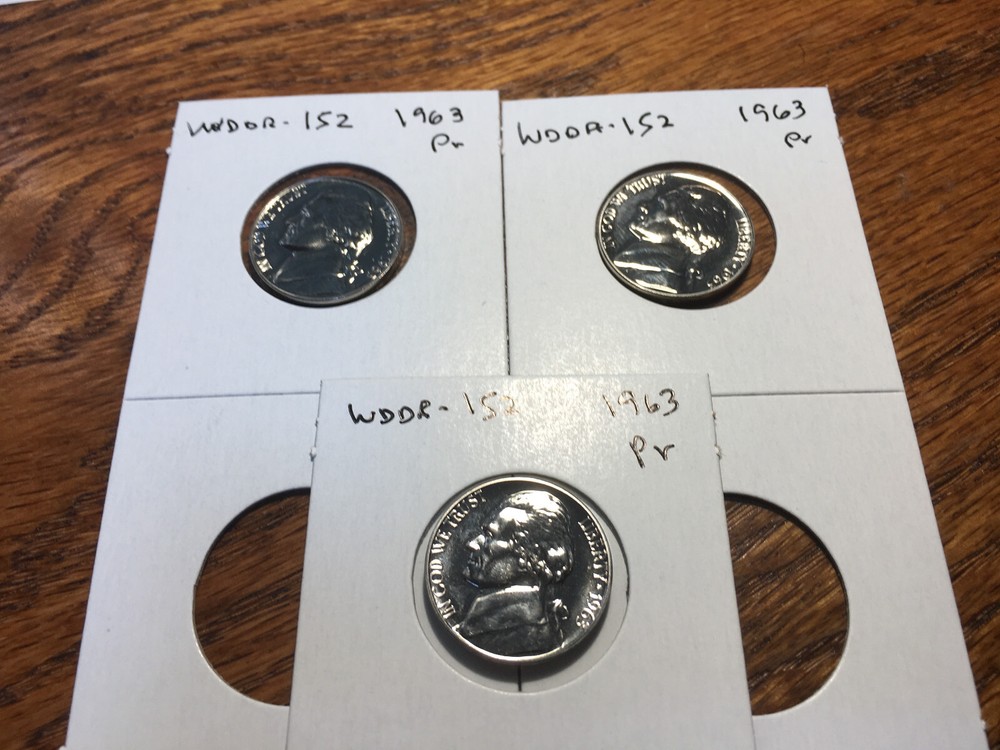 1963 WDDR-152 Doubled Die Reverse Ch/Gem Proof Jefferson Nickel Error