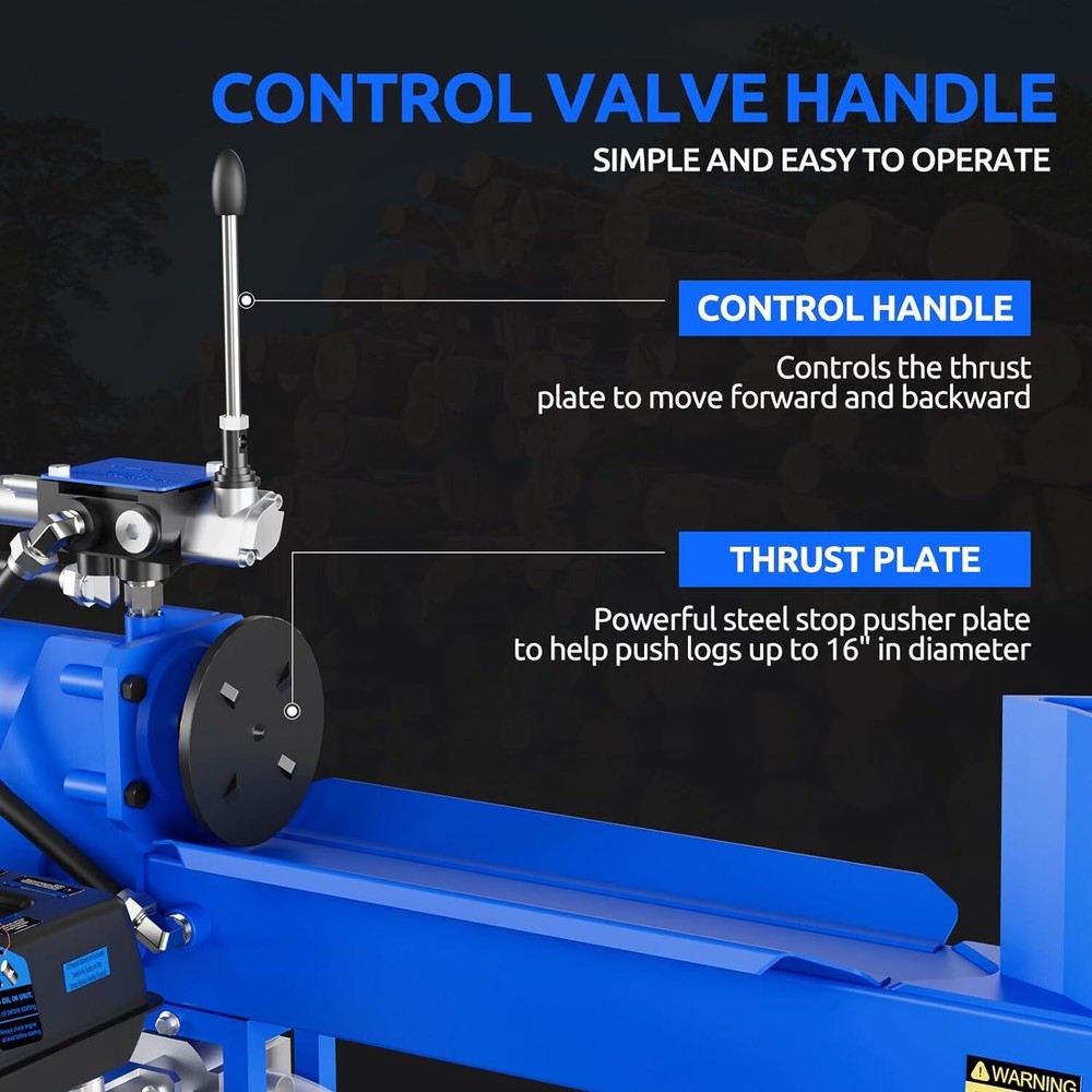 Log Splitter Portable 20Ton Auto Return Ram System 7HP Engine Firewood Splitting