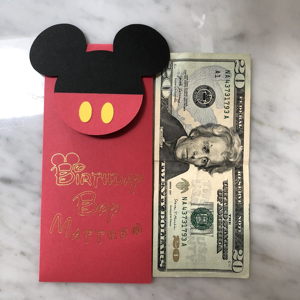 Personalized & Customized Disney Mickey Mouse Birthday Boy Gift Money Envelope
