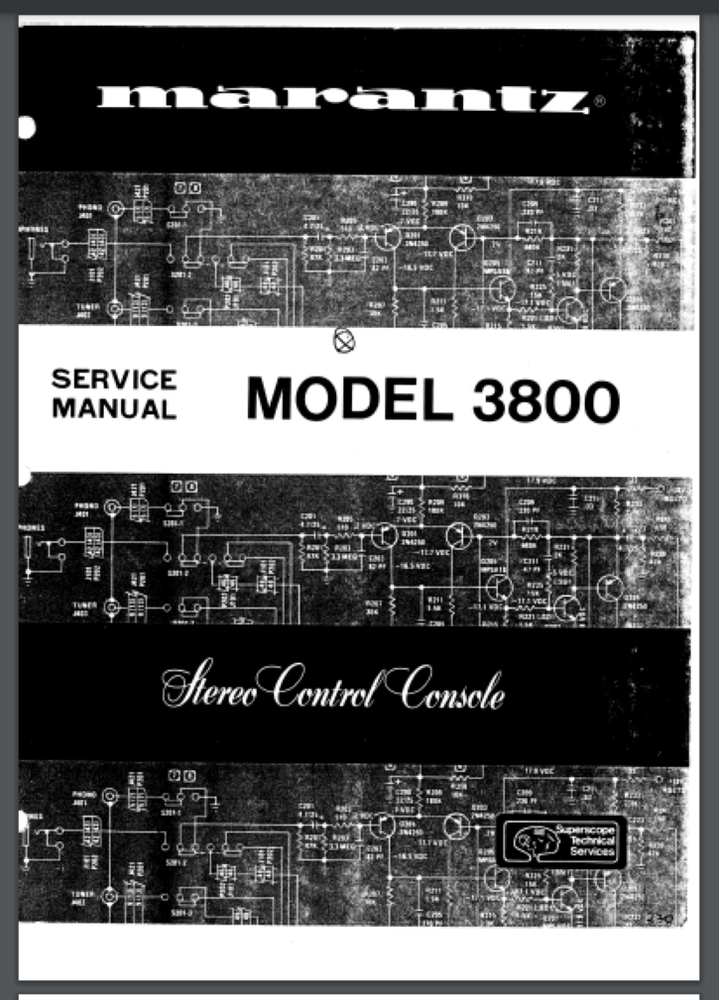 Marantz 3800 Stereo Control Console Service manual 49 pages comb bound