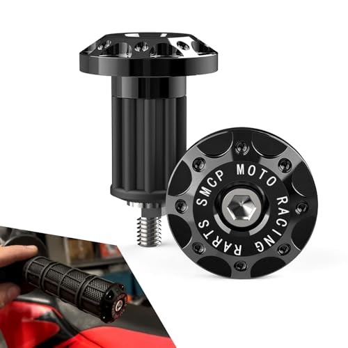 Motorcycle Bar End Plug, Metal Rustproof Handlebar Grip End Caps, 2 PCS Black