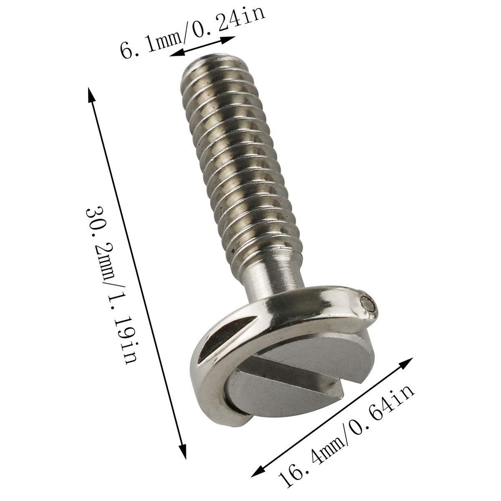 E-outstanding D Ring Hinged Screw 2PCS 1/4-20 Thread D-Ring 26mm, Silver