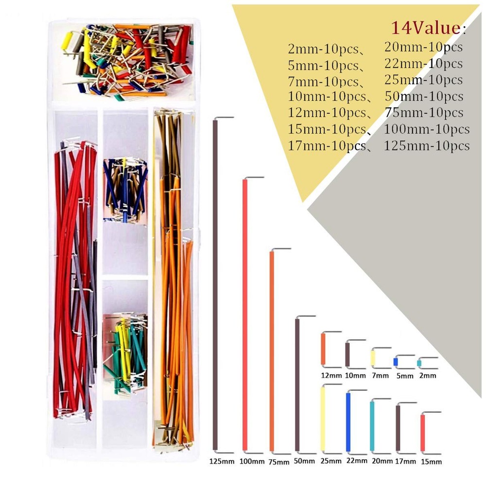 Breadboard Jumper Wire Kit with 400-Point Breadboard、65pcs Multiple Sizes M/M...